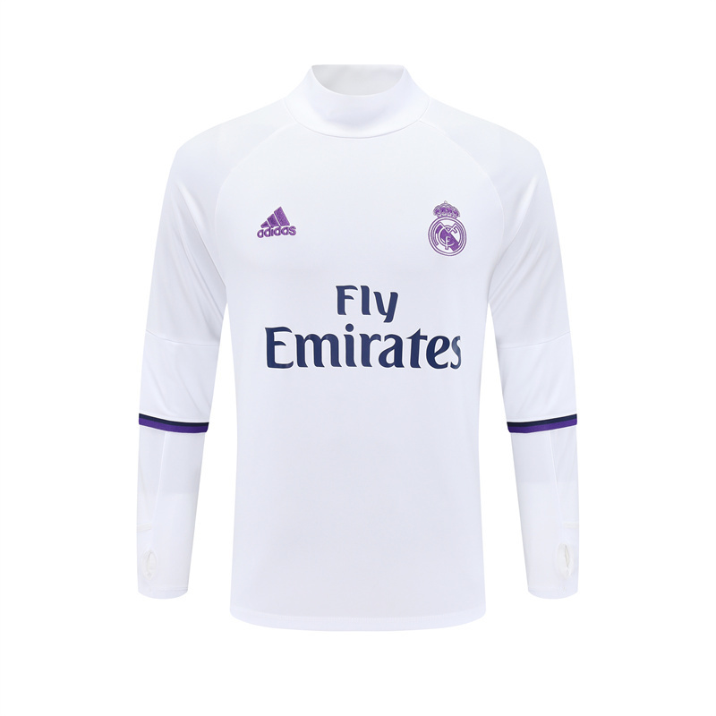 16-17 Real Madrid White Retro Training Suit Top/ 16-17皇马复古上衣
