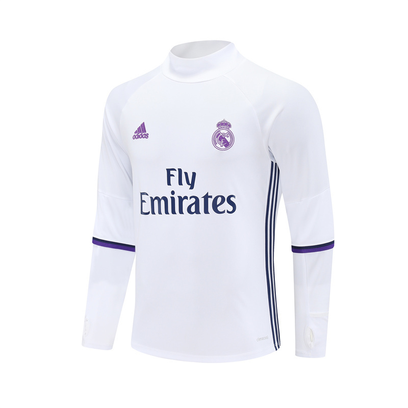 16-17 Real Madrid White Retro Training Suit Top/ 16-17皇马复古上衣