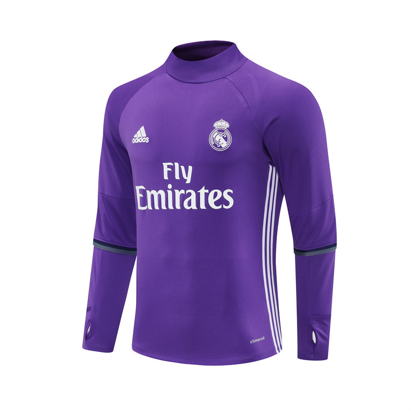 16-17 Real Madrid Purple Retro Training Suit Top/ 16-17皇马复古上衣