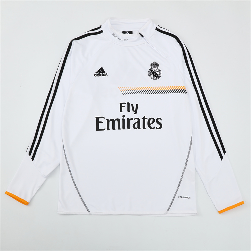 13-14 Real Madrid White Retro Training Suit Top/13-14皇马复古上衣