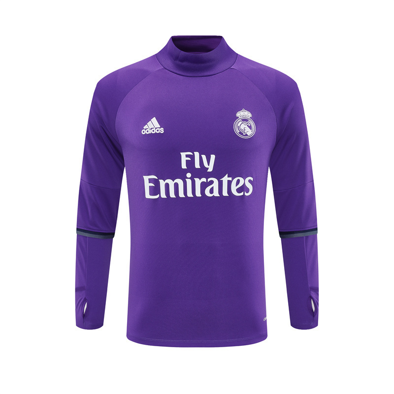 16-17 Real Madrid Purple Retro Training Suit Top/ 16-17皇马复古上衣