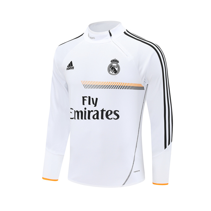 13-14 Real Madrid White Retro Training Suit Top/13-14皇马复古上衣