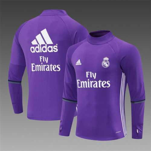 16-17 Real Madrid Purple Retro Training Suit Top/ 16-17皇马复古上衣