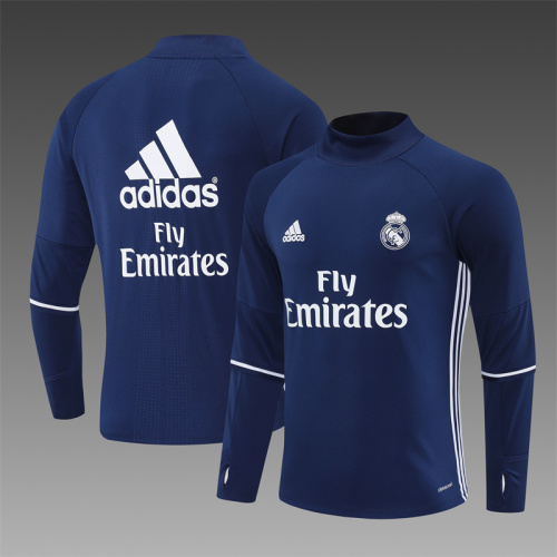 16-17 Real Madrid Blue Retro Training Suit Top/ 16-17皇马复古上衣